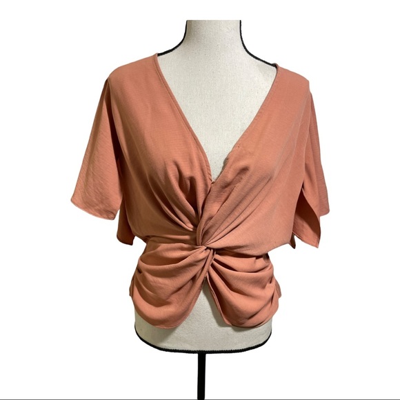 Astr the label short sleeve front twist top blouse size medium elastic waist - Picture 10 of 12